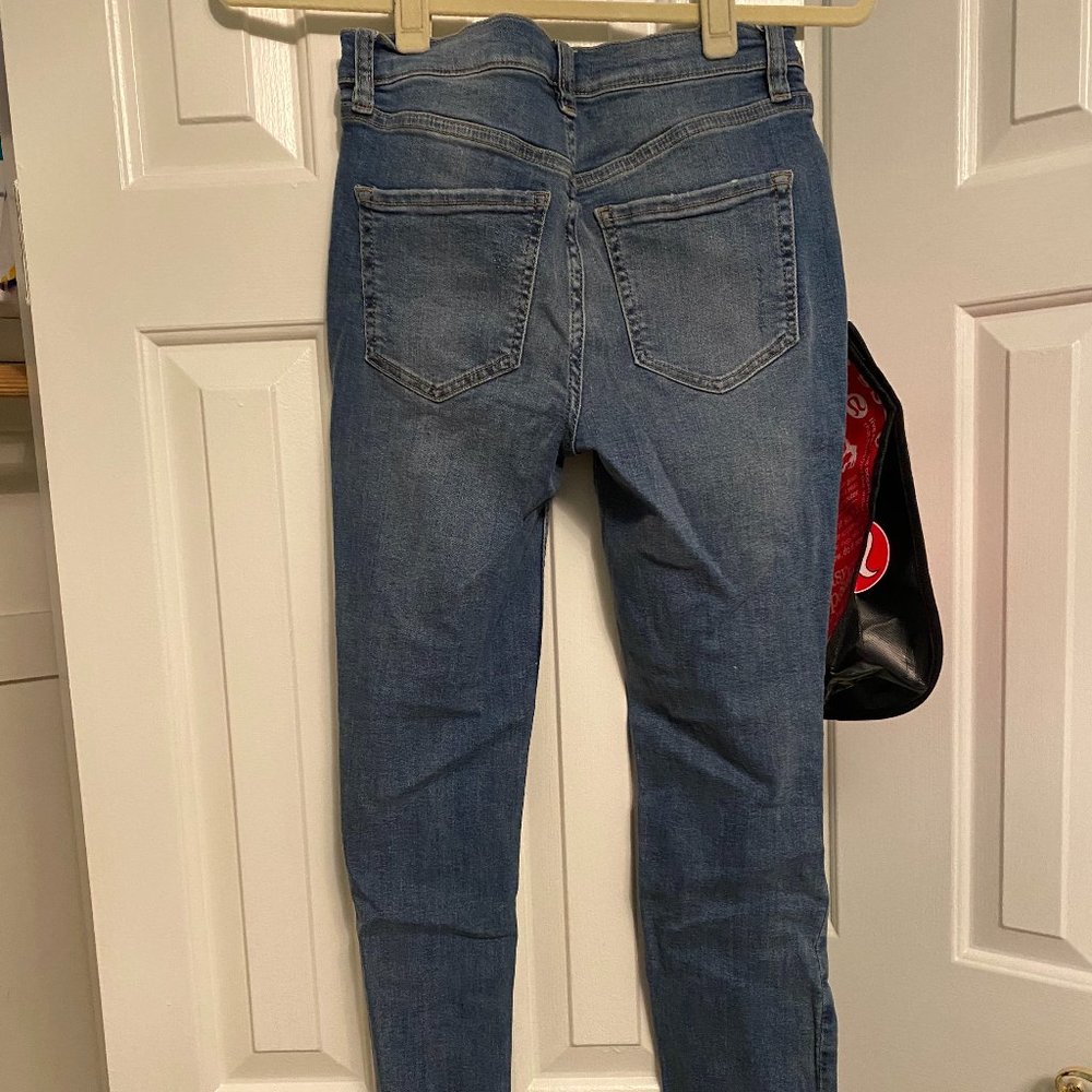 Free People Great Heights Frayed Skinny Blue Jeans - Picture 4 of 6